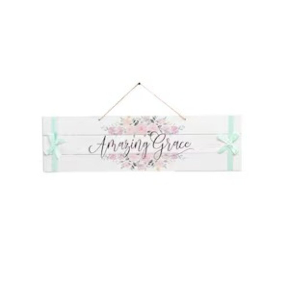 23.5-in. Hanging Horizontal Wooden Welcome Sign "Amazing Grace". It can be mount